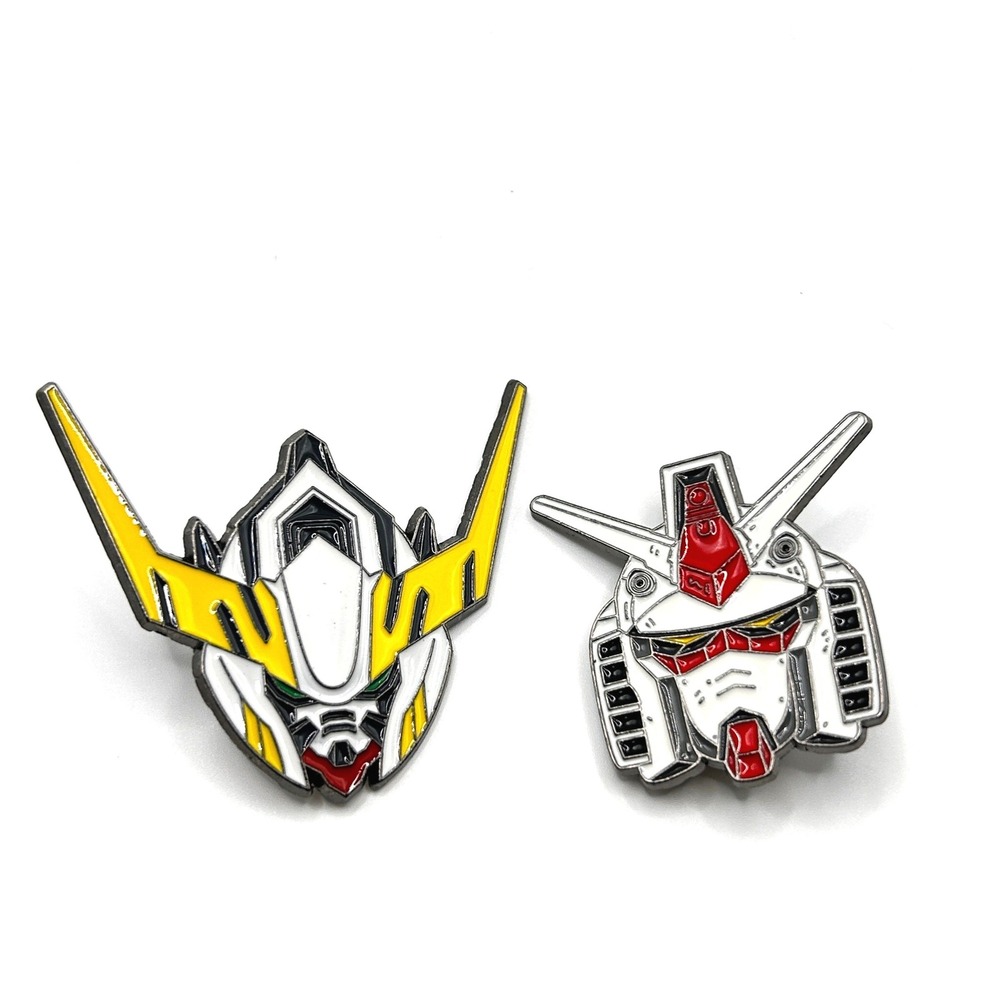 Gundam Enamel Pin Set Unisex OS White Yellow Red Mecha Anime Robot 2pc